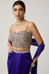 Buy_Vvani By Vani Vats_Gold Georgette, Satin Mirrors, Beads, Sequins Corset And Draped Skirt Set 
