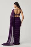 Shop Vvani By Vani Vats Purple Georgette Crystals, Beads V-neck Saree With Embroidered Blouse at Aza Fashions Shop_Vvani By Vani Vats_Purple Georgette Crystals, Beads V-neck Saree With Embroidered Blouse _at_Aza_Fashions