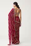 Shop_Vvani By Vani Vats_Red Georgette Mirrors, Embroidery Linear Pre-draped Saree With Blouse _at_Aza_Fashions