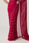 Vvani By Vani Vats Red Georgette Crystals, Embroidery V-, Scoop Saree With Blouse at Aza Fashions Vvani By Vani Vats_Red Georgette Crystals, Embroidery V-, Scoop Saree With Blouse _at_Aza_Fashions