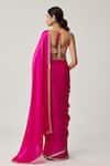 Shop Vvani By Vani Vats Fuchsia Satin, Georgette Mirrors, Gota Patti, Bordered Saree With Blouse at Aza Fashions Shop_Vvani By Vani Vats_Fuchsia Satin, Georgette Mirrors, Gota Patti, Bordered Saree With Blouse _at_Aza_Fashions