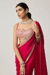 Vvani By Vani Vats_Red Satin, Georgette Mirrors, Gota Patti, Embroidery Bordered Saree With Blouse _at_Aza_Fashions