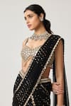 Vvani By Vani Vats_Black Georgette Sequins, Mirrors Pre-draped Flared Pant Saree With Blouse _Online_at_Aza_Fashions