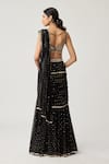 Shop_Vvani By Vani Vats_Black Georgette Sequins, Mirrors Pre-draped Flared Pant Saree With Blouse _at_Aza_Fashions