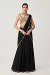 Buy_Vvani By Vani Vats_Black Georgette Sequins, Mirrors Pre-draped Flared Pant Saree With Blouse _at_Aza_Fashions