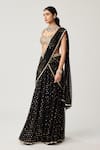 Buy_Vvani By Vani Vats_Black Georgette Sequins, Mirrors Pre-draped Flared Pant Saree With Blouse _Online_at_Aza_Fashions