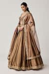 Buy_Vvani By Vani Vats_Brown Organza, Georgette Gota Patti, Mirrors, Mughal Motif Blouse Lehenga Set _Online_at_Aza_Fashions