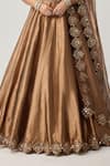 Shop_Vvani By Vani Vats_Brown Organza Mirrors, Sequins Sweetheart Copper Tissue Geometry Lehenga Set _Online_at_Aza_Fashions