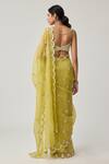 Shop_Vvani By Vani Vats_Green Organza, Georgette Mirrors, Pearls, Embroidery Saree With Blouse _at_Aza_Fashions