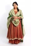 Buy_Amaltas Couture_Rust Tissue Gota Patti, Zari Square Neck Work Anarkali Sharara Set _at_Aza_Fashions