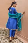 Shop Dohr India Blue Silk, Cotton, Chanderi Silk, Organza Embroidery, Sitarah Choga Kurta Set at Aza Fashions Shop_Dohr India_Blue Silk, Cotton, Chanderi Silk, Organza Embroidery, Sitarah Choga Kurta Set _at_Aza_Fashions