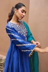 Dohr India Blue Silk, Cotton, Chanderi Silk, Organza Embroidery, Sitarah Choga Kurta Set Online at Aza Fashions Dohr India_Blue Silk, Cotton, Chanderi Silk, Organza Embroidery, Sitarah Choga Kurta Set _Online_at_Aza_Fashions