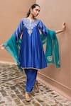Buy Dohr India Blue Silk, Cotton, Chanderi Silk, Organza Embroidery, Sitarah Choga Kurta Set at Aza Fashions Buy_Dohr India_Blue Silk, Cotton, Chanderi Silk, Organza Embroidery, Sitarah Choga Kurta Set _at_Aza_Fashions