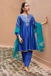 Buy Dohr India Blue Silk, Cotton, Chanderi Silk, Organza Embroidery, Sitarah Choga Kurta Set Online at Aza Fashions Buy_Dohr India_Blue Silk, Cotton, Chanderi Silk, Organza Embroidery, Sitarah Choga Kurta Set _Online_at_Aza_Fashions