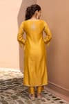 Shop_Dohr India_Mustard Cotton, Silk, Organza Embroidery, Sequins, Zeenat Kurta And Palazzo Set _at_Aza_Fashions