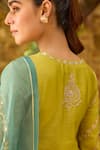 Dohr India Mustard Chanderi Silk, Organza Embroidery, Zeenat And Kurta Palazzo Set Online at Aza Fashions Dohr India_Mustard Chanderi Silk, Organza Embroidery, Zeenat And Kurta Palazzo Set _Online_at_Aza_Fashions