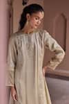 Shop Dohr India Gray Tissue, Organza, Silk Embroidery, Gota Patti Round Nurah Aari Kurta Set Online at Aza Fashions Shop_Dohr India_Gray Tissue, Organza, Silk Embroidery, Gota Patti Round Nurah Aari Kurta Set _Online_at_Aza_Fashions
