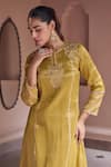 Shop Dohr India Mustard Tissue, Organza, Silk Embroidery, Zari, Nurah Aari Kurta And Salwar Set Online at Aza Fashions Shop_Dohr India_Mustard Tissue, Organza, Silk Embroidery, Zari, Nurah Aari Kurta And Salwar Set _Online_at_Aza_Fashions