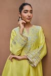 Buy Dohr India Lime Chanderi Silk, Satin, Organza Embroidery, Gota Kainat A-line Kurta Set Online at Aza Fashions Buy_Dohr India_Lime Chanderi Silk, Satin, Organza Embroidery, Gota Kainat A-line Kurta Set _Online_at_Aza_Fashions