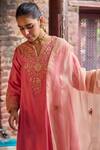 Dohr India Pink Silk, Chanderi, Cotton, Satin, Organza Kainat A-line Kurta Salwar Set Online at Aza Fashions Dohr India_Pink Silk, Chanderi, Cotton, Satin, Organza Kainat A-line Kurta Salwar Set _Online_at_Aza_Fashions