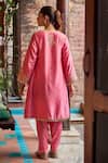 Shop Dohr India Pink Silk, Chanderi, Cotton, Satin, Organza Kainat A-line Kurta Salwar Set at Aza Fashions Shop_Dohr India_Pink Silk, Chanderi, Cotton, Satin, Organza Kainat A-line Kurta Salwar Set _at_Aza_Fashions