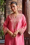 Buy Dohr India Pink Silk, Chanderi, Cotton, Satin, Organza Kainat A-line Kurta Salwar Set Online at Aza Fashions Buy_Dohr India_Pink Silk, Chanderi, Cotton, Satin, Organza Kainat A-line Kurta Salwar Set _Online_at_Aza_Fashions