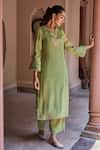 Buy Dohr India Green Tissue Zari, Sequins, Embroidery, Lace Split Divani Floral And Kurta Set Online at Aza Fashions Buy_Dohr India_Green Tissue Zari, Sequins, Embroidery, Lace Split Divani Floral And Kurta Set _Online_at_Aza_Fashions