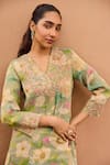 Dohr India_Green Tissue, Organza Zari, Sequins, Gulbaagh Floral Printed Kurta Salwar Set _Online_at_Aza_Fashions