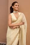 Dohr India_Off White Organza, Viscose, Dupion Alisha Dori And Saree With Blouse _Online_at_Aza_Fashions