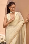 Buy_Dohr India_Off White Organza, Viscose, Dupion Alisha Dori And Saree With Blouse _Online_at_Aza_Fashions