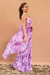 Shop_Dohr India_Purple Organza, Viscose, Dupion Zari, Amber Floral Pattern Saree With Blouse _at_Aza_Fashions