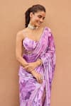 Dohr India_Purple Organza, Viscose, Dupion Zari, Amber Floral Pattern Saree With Blouse _Online_at_Aza_Fashions