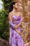 Shop_Dohr India_Purple Organza, Viscose, Dupion Zari, Amber Floral Pattern Saree With Blouse _Online_at_Aza_Fashions