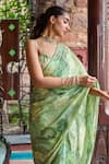 Buy_Dohr India_Green Organza, Viscose Zari, Sequins, Embroidery Amber Saree And Blouse Set _Online_at_Aza_Fashions