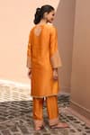 Shop_Dohr India_Orange Silk, Cotton, Silk, Falak Choga Kurta Set _at_Aza_Fashions