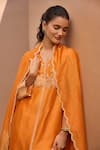 Buy_Dohr India_Orange Silk, Cotton, Silk, Falak Choga Kurta Set _Online_at_Aza_Fashions