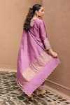 Shop_Dohr India_Purple Silk, Silk, Cotton, Falak And Choga Kurta Set _at_Aza_Fashions