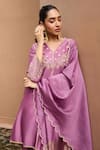 Buy_Dohr India_Purple Silk, Silk, Cotton, Falak And Choga Kurta Set _Online_at_Aza_Fashions