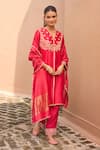 Buy_Dohr India_Pink Silk, Silk, Zari, Sequins, Falak And Choga Kurta Set _at_Aza_Fashions