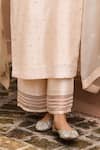 Dohr India_Cream Chanderi Silk, Jacquard, Cotton, Organza Beads, Zari, Sequins, Kurta Set _Online_at_Aza_Fashions