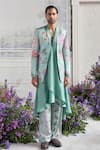 Buy_Mahima Mahajan_Green Linen, Satin Embroidery Nawaz Fanah Print Blazer Kurta Set _at_Aza_Fashions