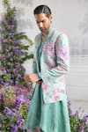 Buy_Mahima Mahajan_Green Linen, Satin Embroidery Nawaz Fanah Print Blazer Kurta Set _Online_at_Aza_Fashions