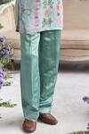 Mahima Mahajan_Green Linen, Satin Said Fanah Print Short Kurta And Trouser Set _Online_at_Aza_Fashions