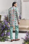 Shop_Mahima Mahajan_Green Linen, Satin Said Fanah Print Short Kurta And Trouser Set _at_Aza_Fashions