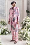 Buy_Mahima Mahajan_Blush Linen, Satin Embroidery Faizan Fanah Print Sherwani Set _at_Aza_Fashions
