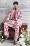 Buy_Mahima Mahajan_Blush Linen, Satin Embroidery Faizan Fanah Print Sherwani Set 