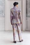 Shop_Mahima Mahajan_Lilac Satin, Organza, Linen Embroidery Aamil Quilted Hand Blazer Trouser Set _Online_at_Aza_Fashions