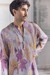 Shop_Mahima Mahajan_Lilac Satin, Organza Aariz Fanah Print Pleated Kurta And Pintuck Trouser _Online_at_Aza_Fashions