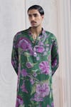 Mahima Mahajan_Green Linen, Satin Aasif Fanah Print Kurta And Trouser Set _Online_at_Aza_Fashions