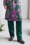 Mahima Mahajan_Green Linen, Satin Embroidery Mehtab Fanah Print Hand Bundi Kurta Set _Online_at_Aza_Fashions